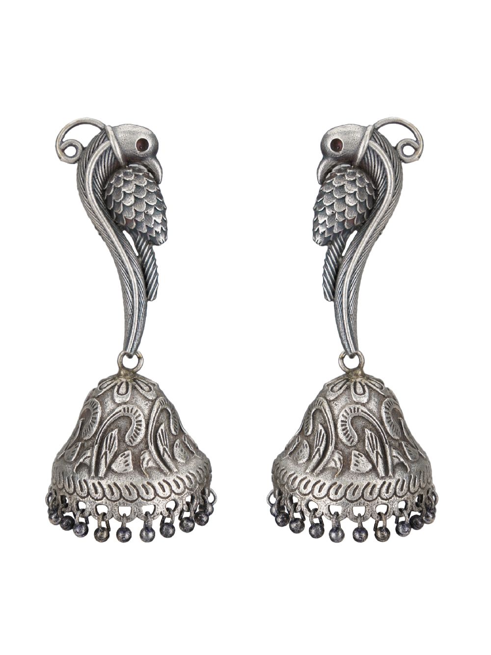 Tribal Silver Tone Brass Earrings