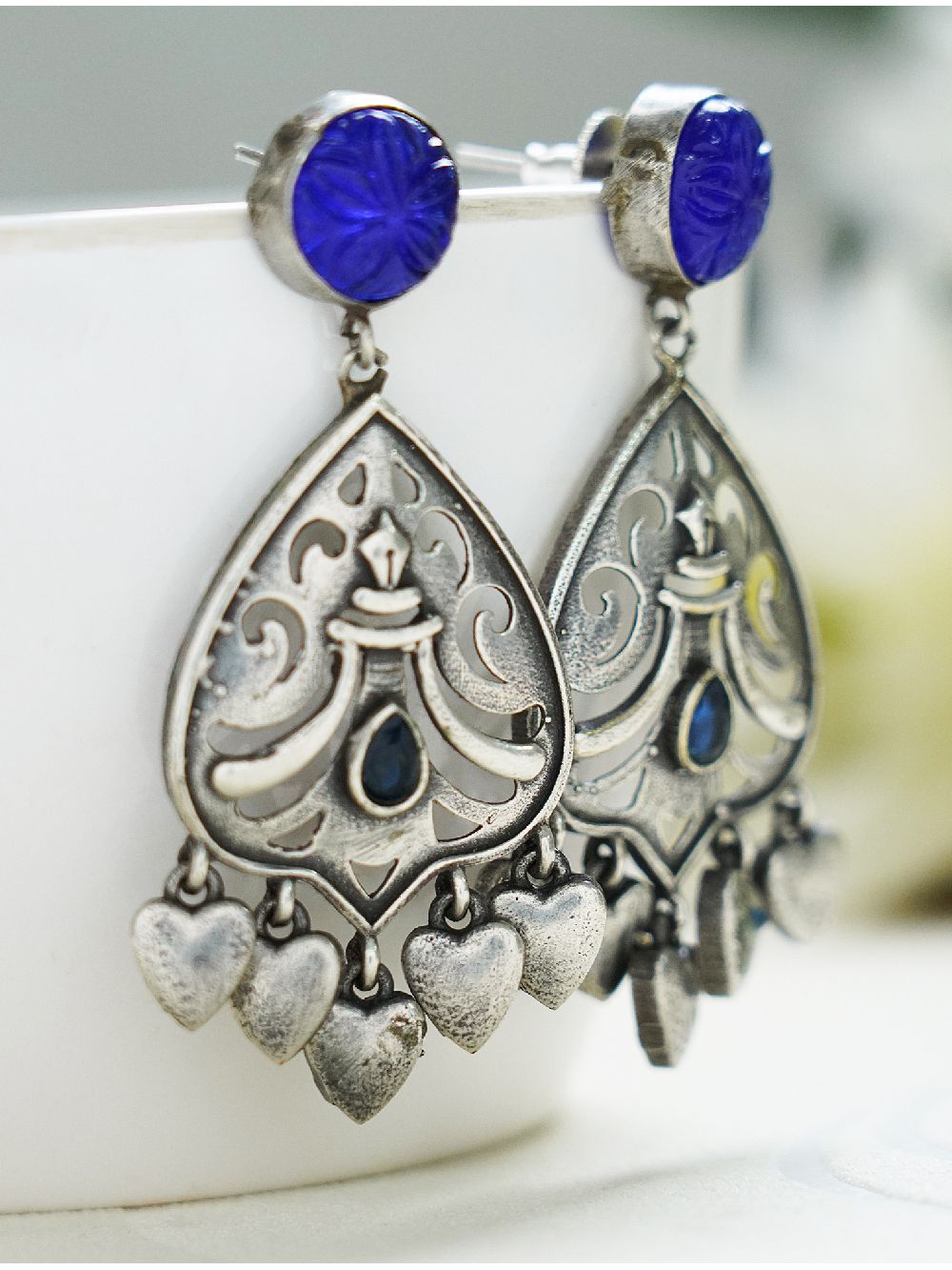 Tribal Silver Tone Brass Earrings