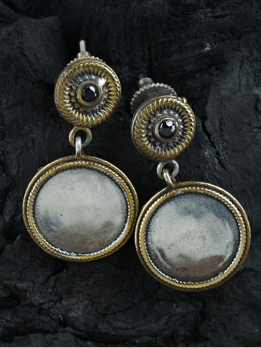 Tribal  Dual Tone Brass Earrings