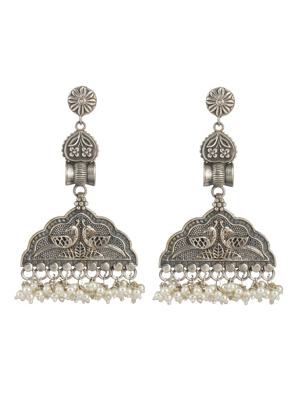 Tribal Silver Tone Brass Earring