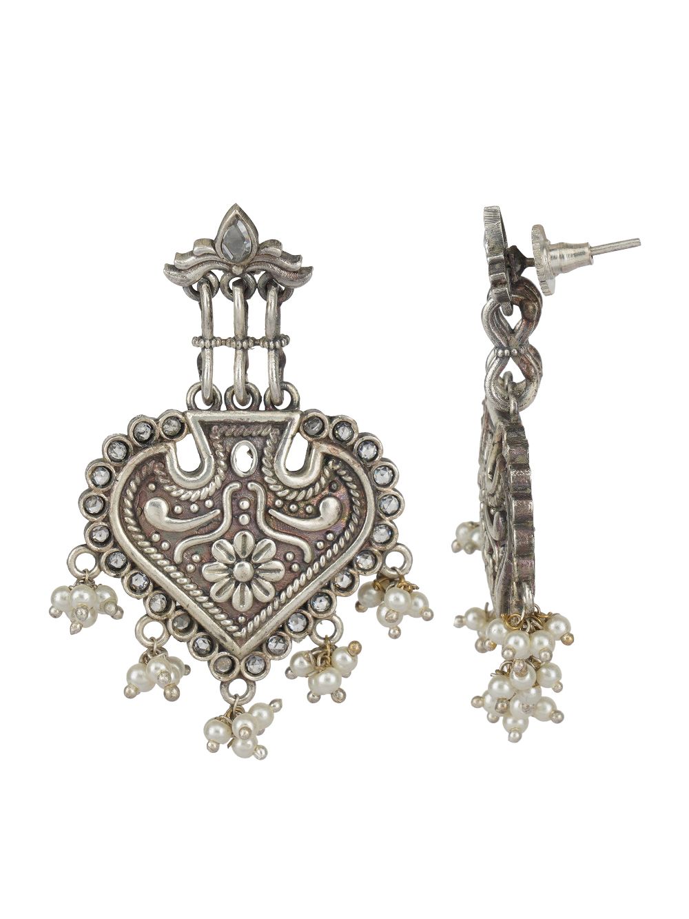 Tribal Silver Tone Brass Earring