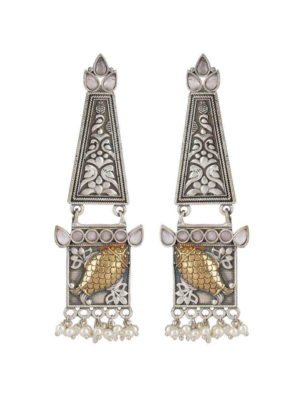 Tribal Dual Tone Brass Earring