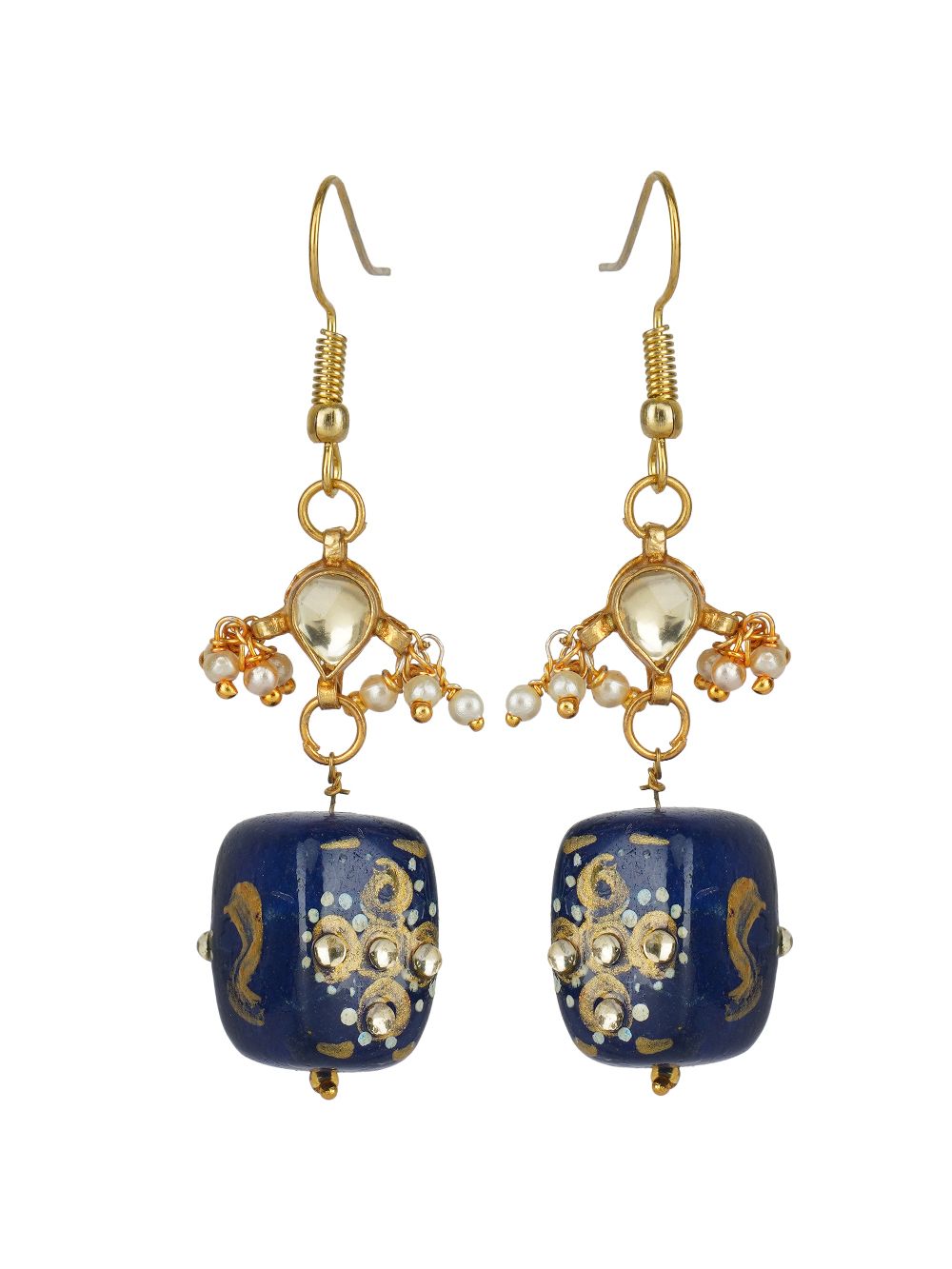 Matte Gold Kundan Earrings