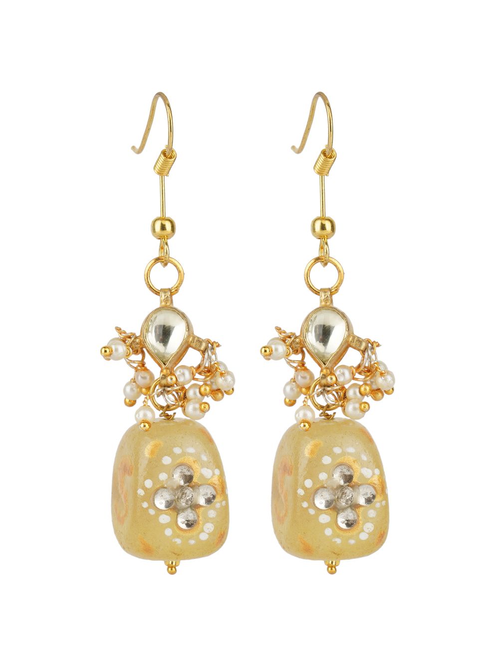 Matte Gold Kundan Earrings