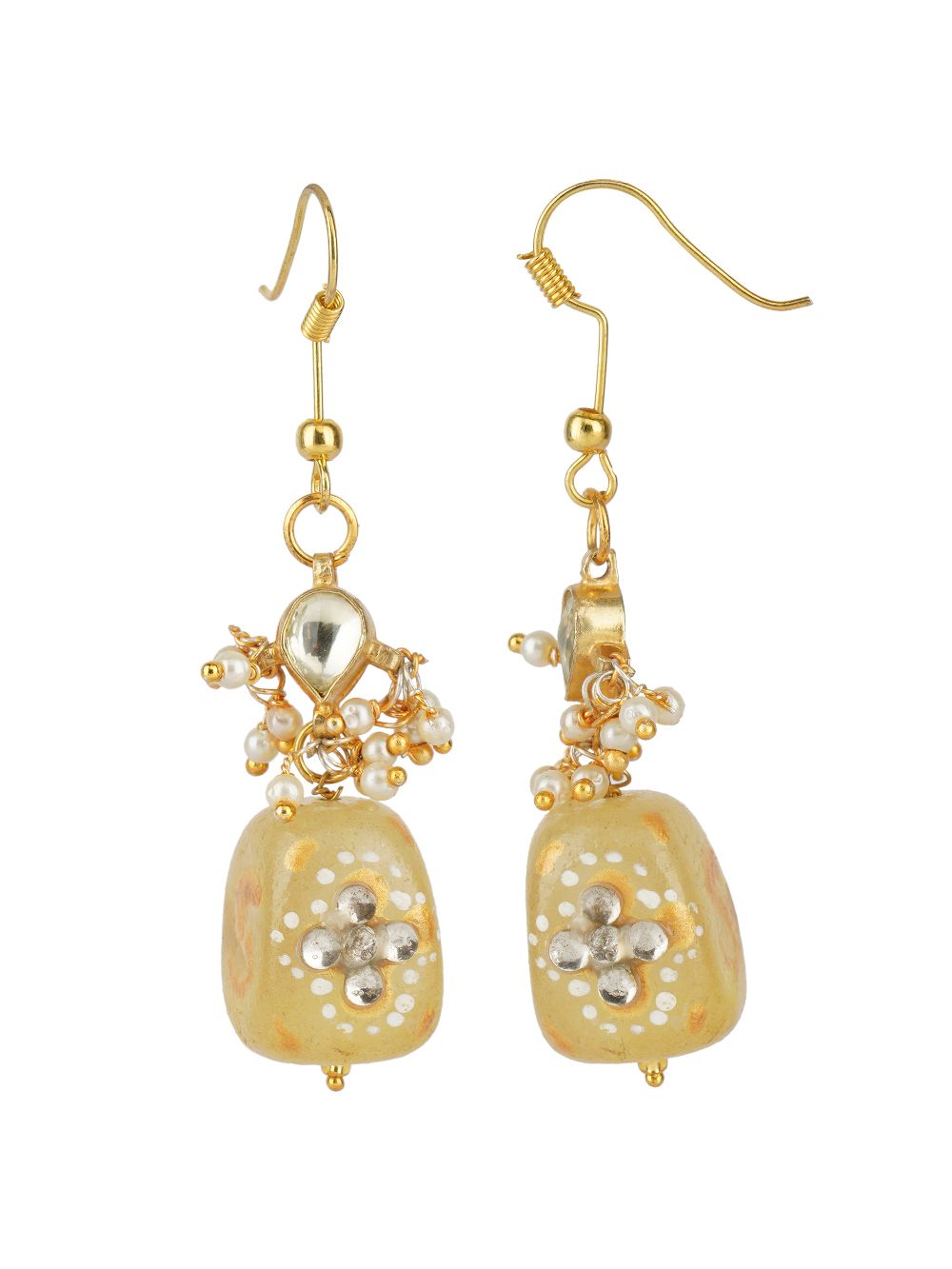 Matte Gold Kundan Earrings