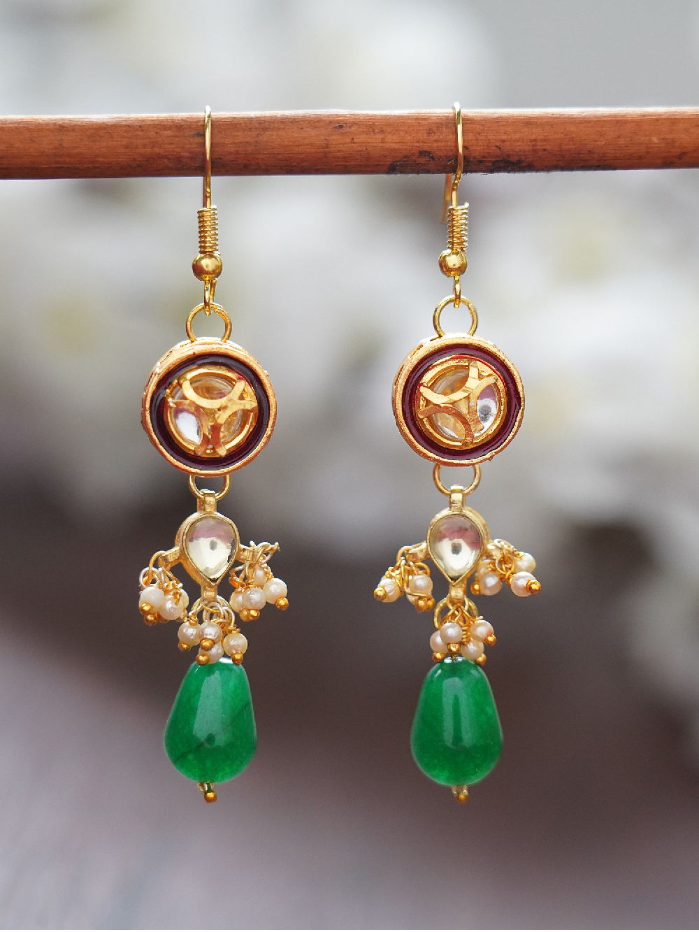 Matte Gold Kundan Earrings