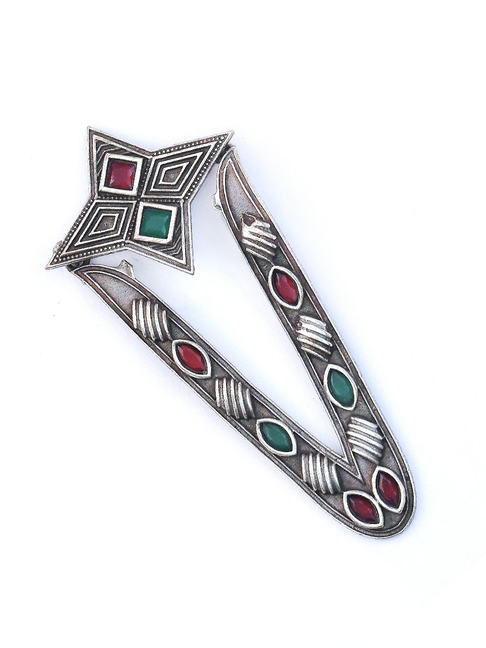 Tribal Silver Tone Brass Earrings