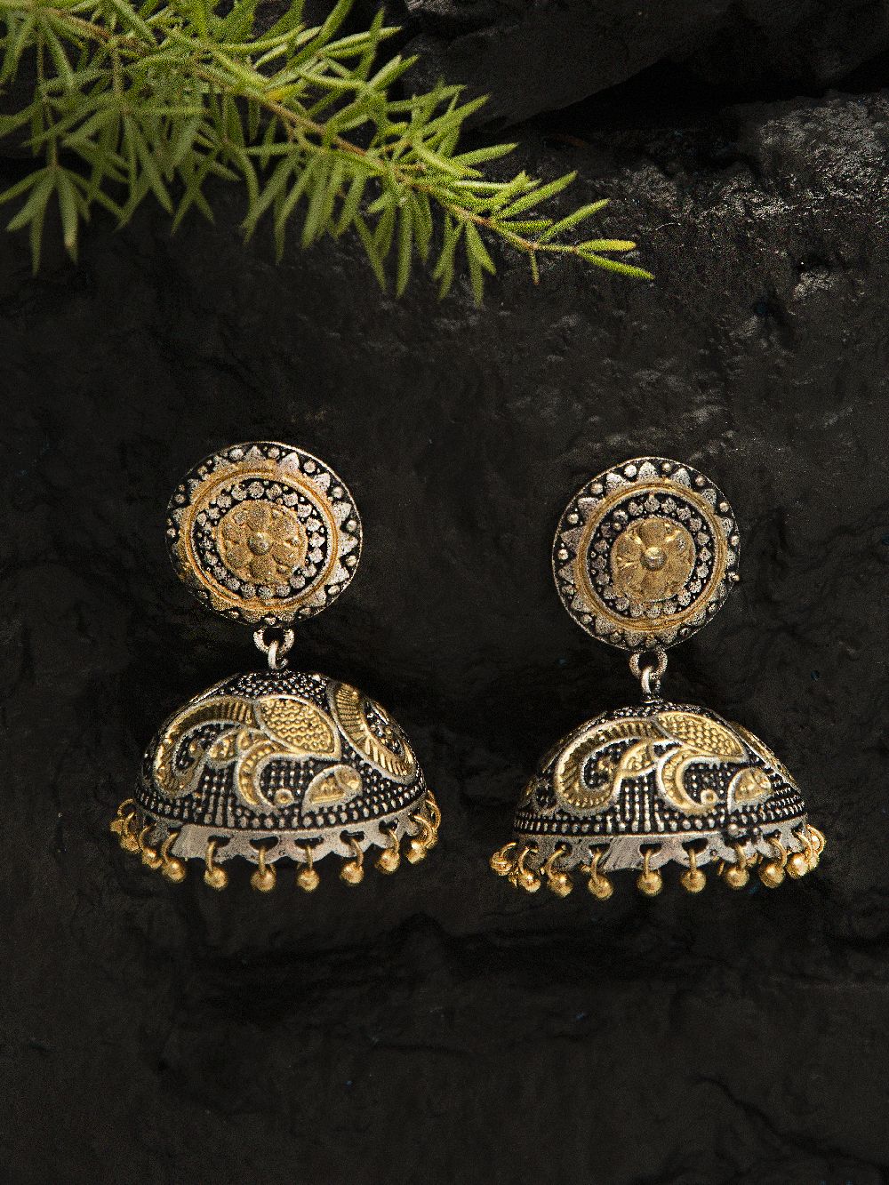 Handcrafted Dual Tone Brass  Jhumka