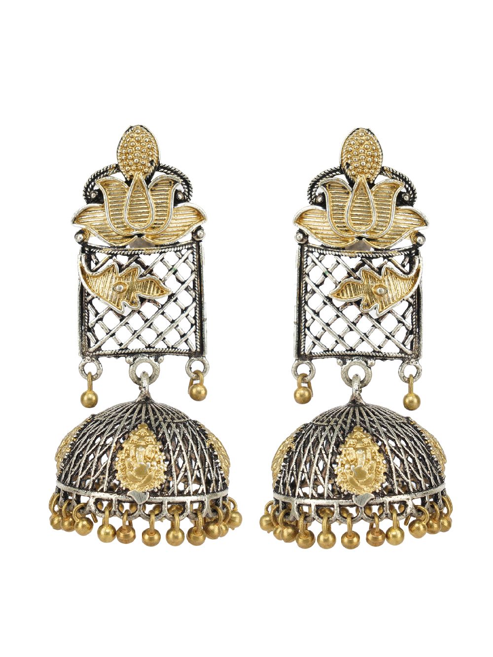 Handcrafted Dual Tone Brass Jhumka