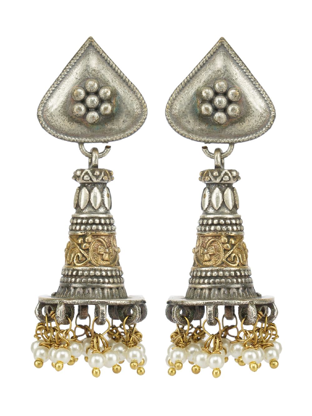 Handcrafted Dual Tone Brass Jhumka