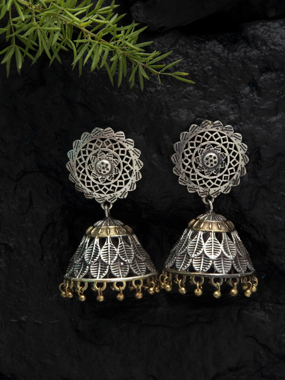 Handcrafted Dual Tone Brass  Jhumka