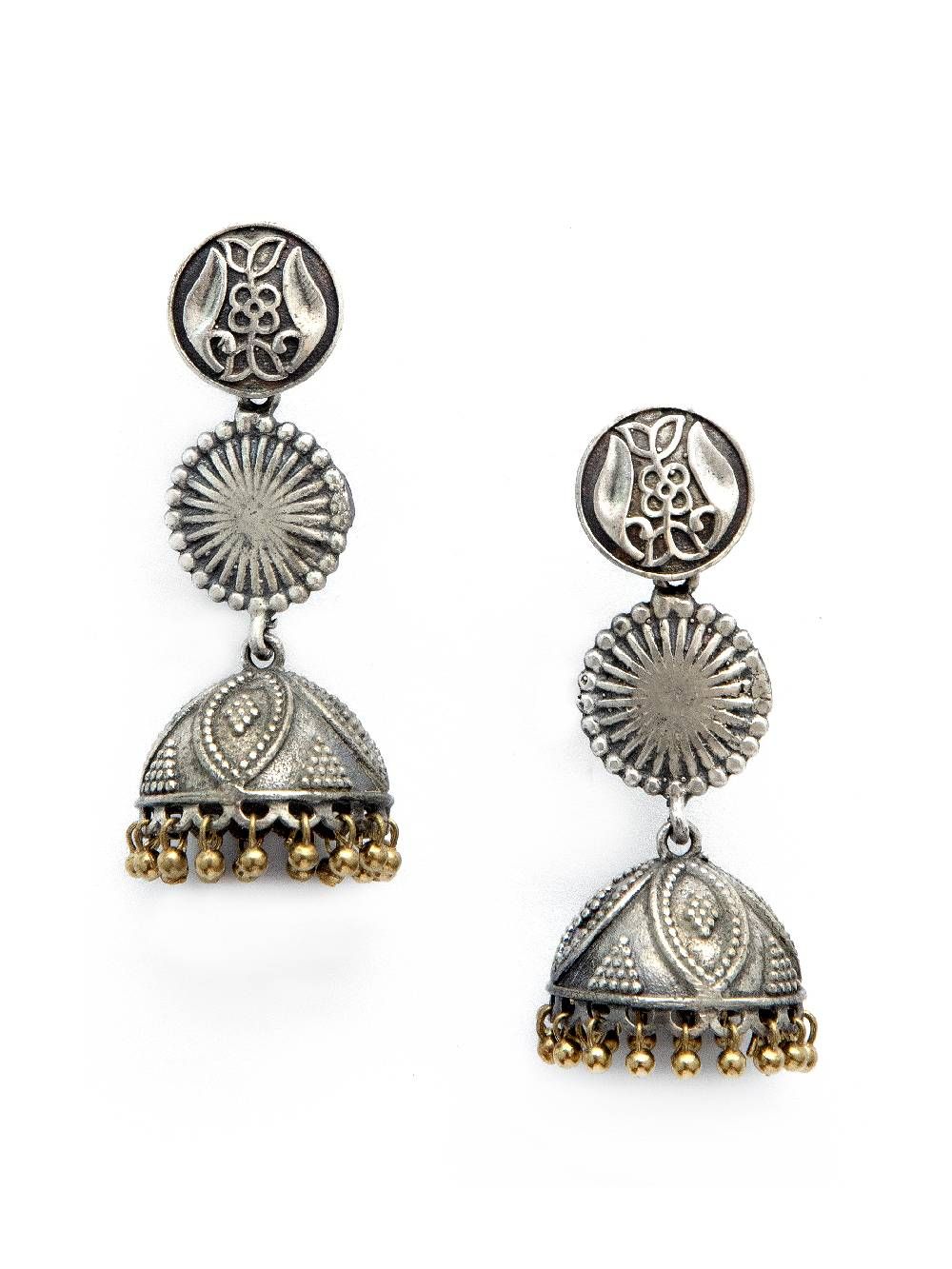 Handcrafted Dual Tone Brass long Jhumka