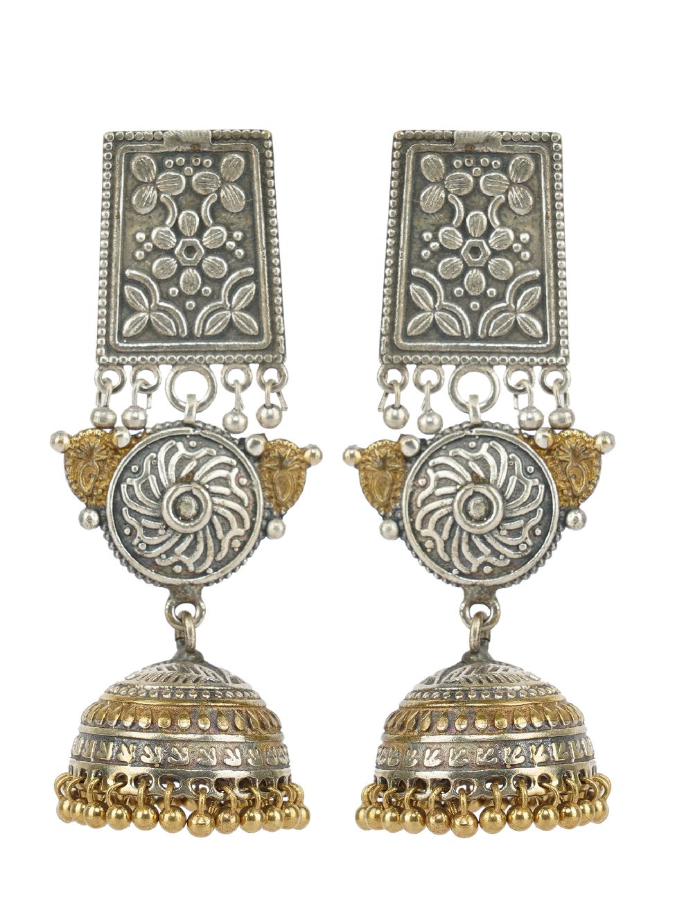 Handcrafted Dual Tone Brass Long  Jhumka