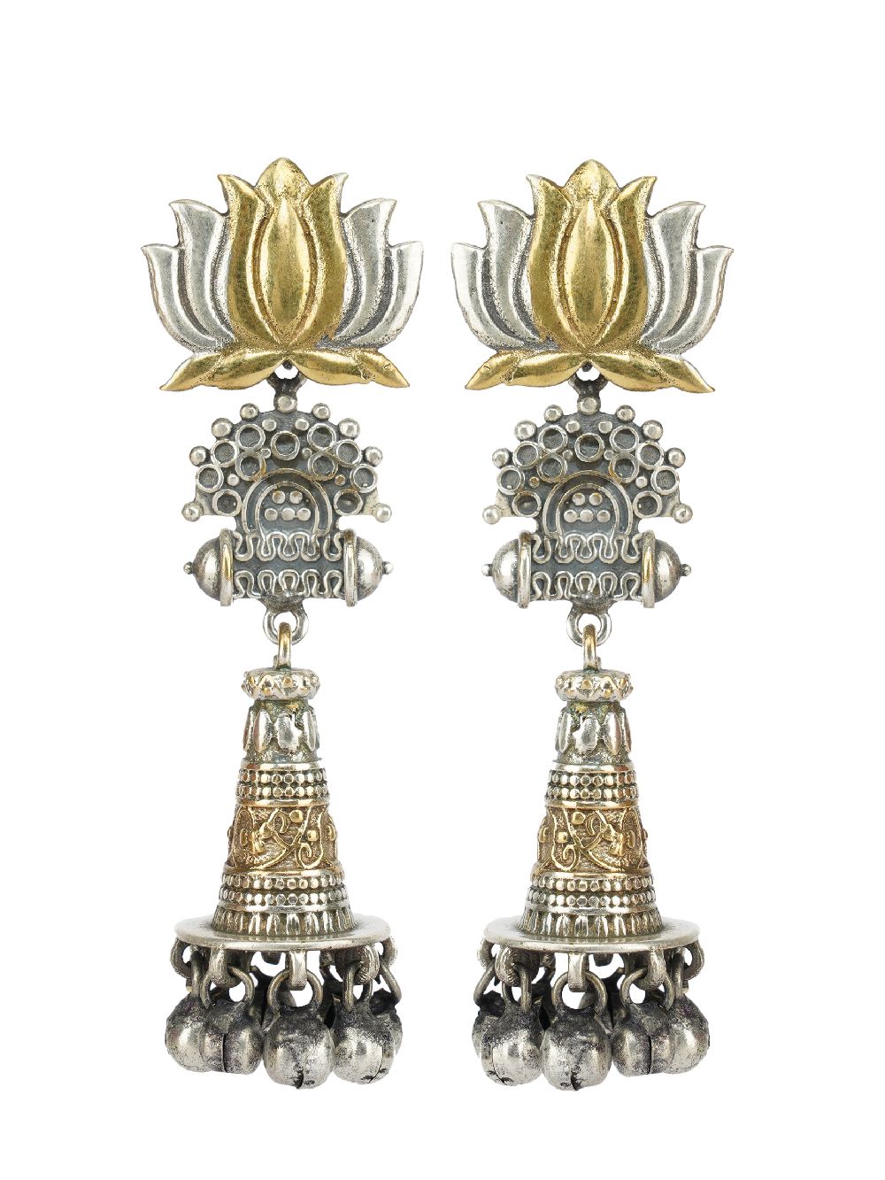 Handcrafted Dual Tone Brass Long  Jhumka