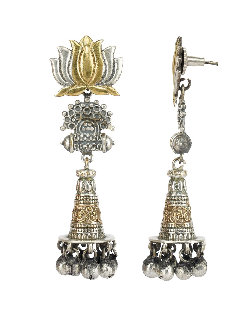 Handcrafted Dual Tone Brass Long  Jhumka