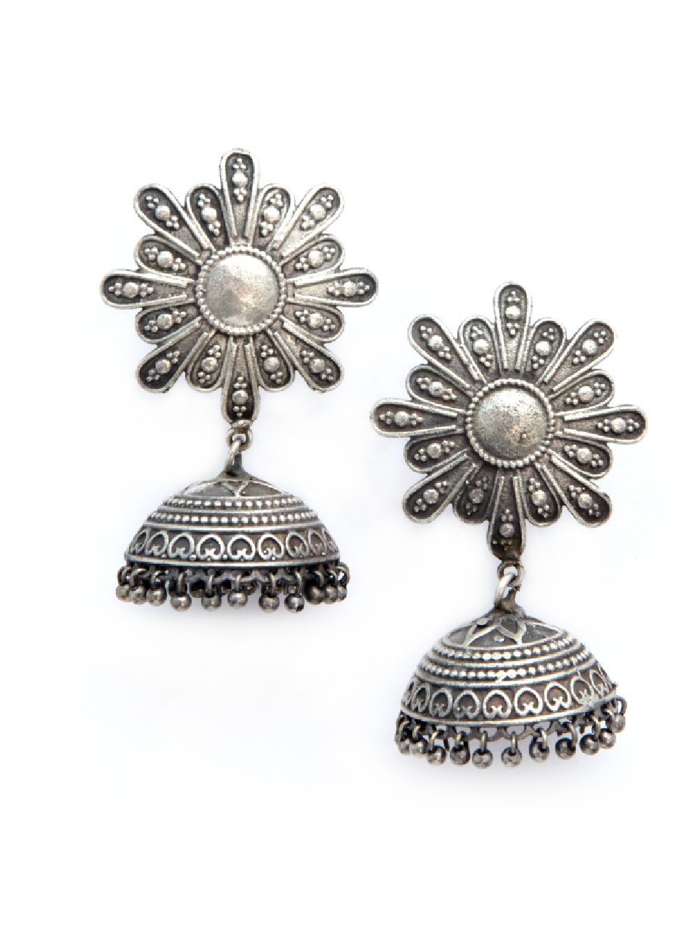 Handcrafted Silver Tone Brass Jhumka