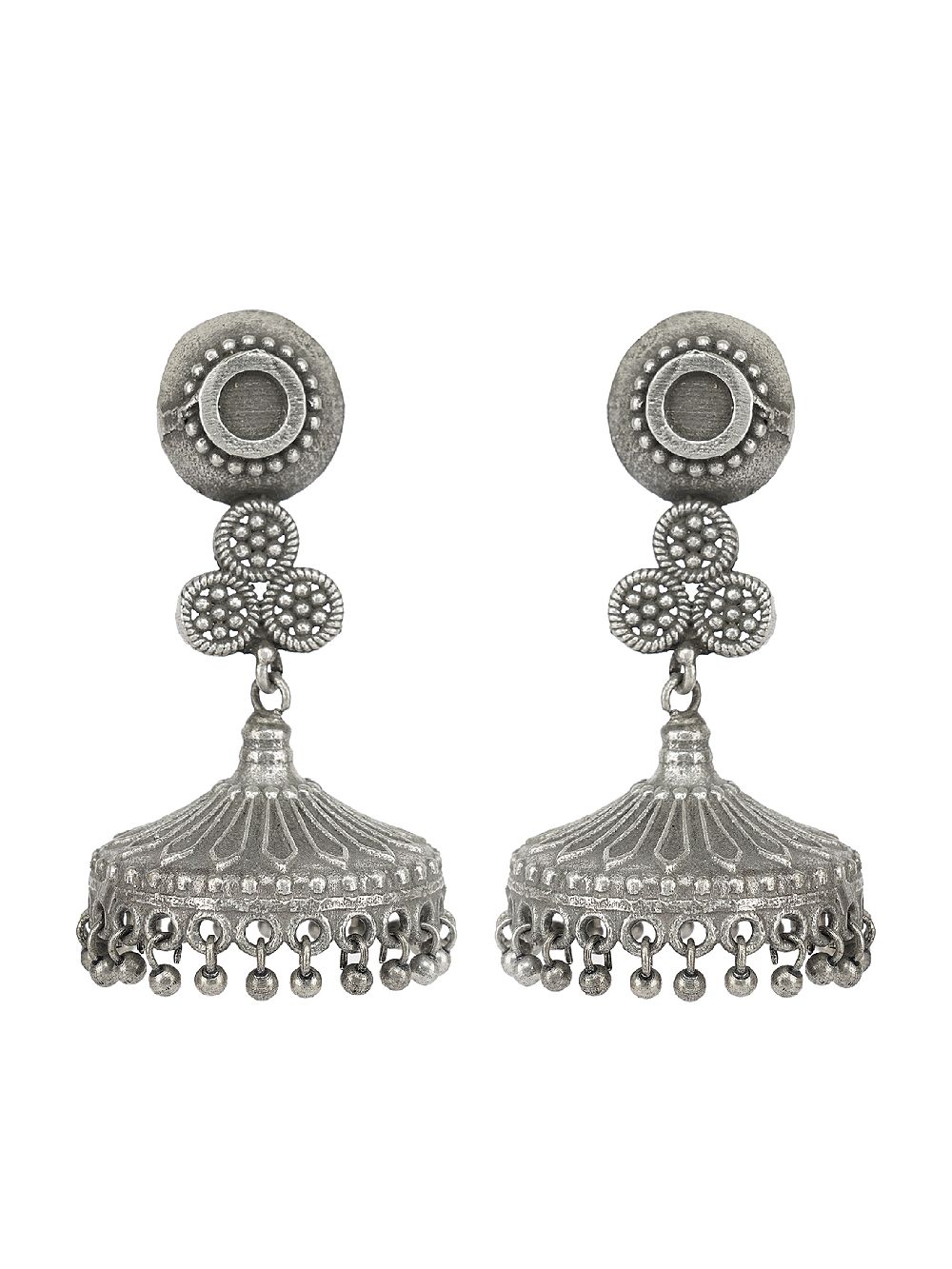 Tribal Silver Tone Brass  Jhumka