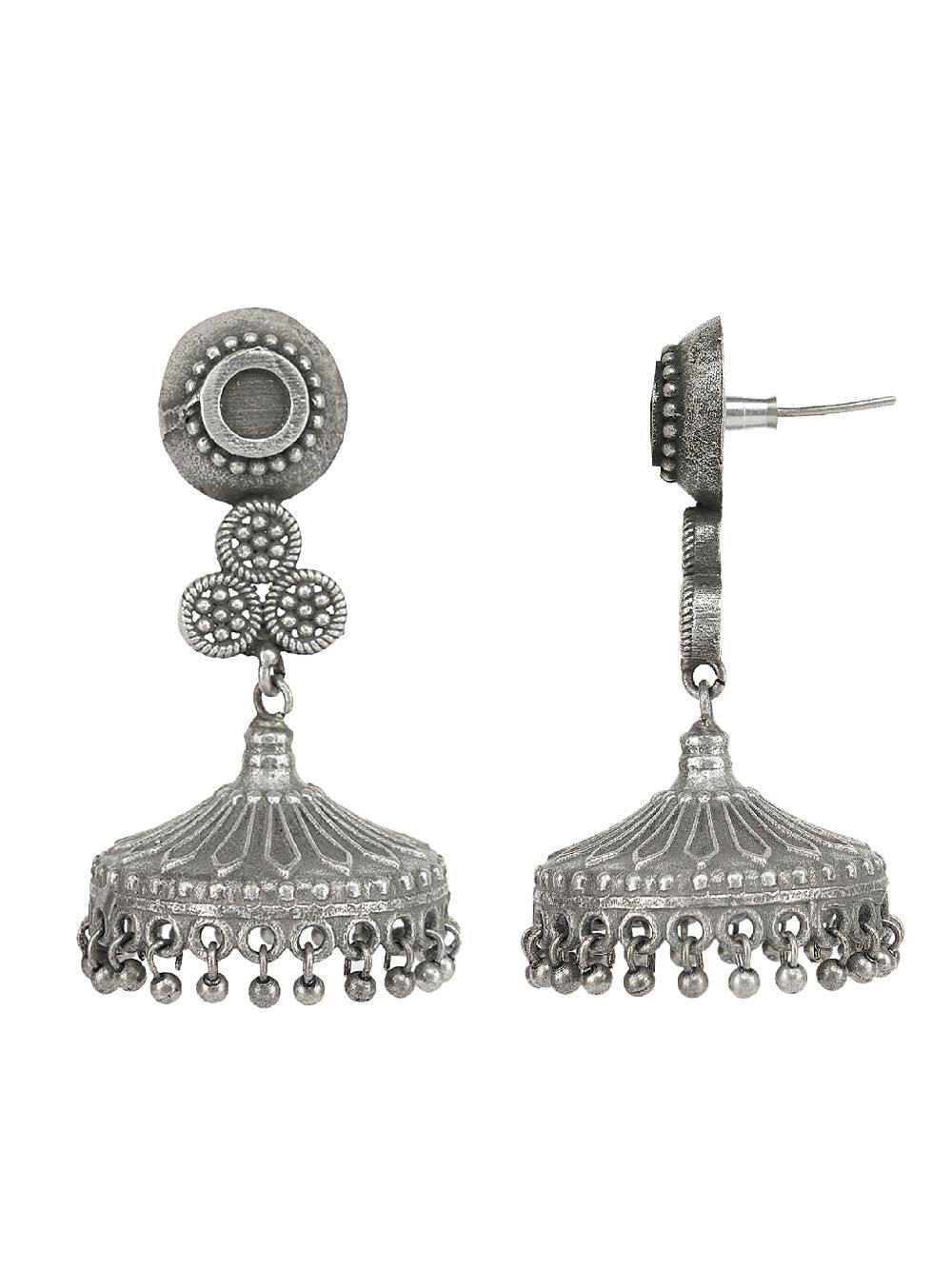 Tribal Silver Tone Brass  Jhumka