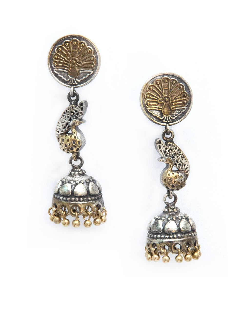 Handcrafted Dual Tone Brass long Jhumka