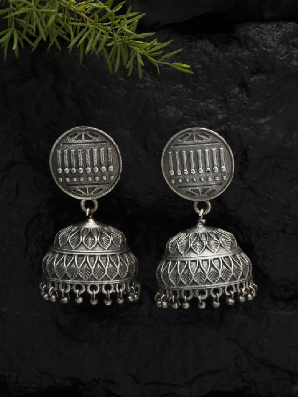 Handcrafted Silver Tone Brass Jhumka