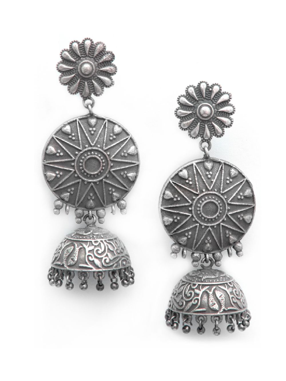 Handcrafted Silver Tone Brass Jhumka