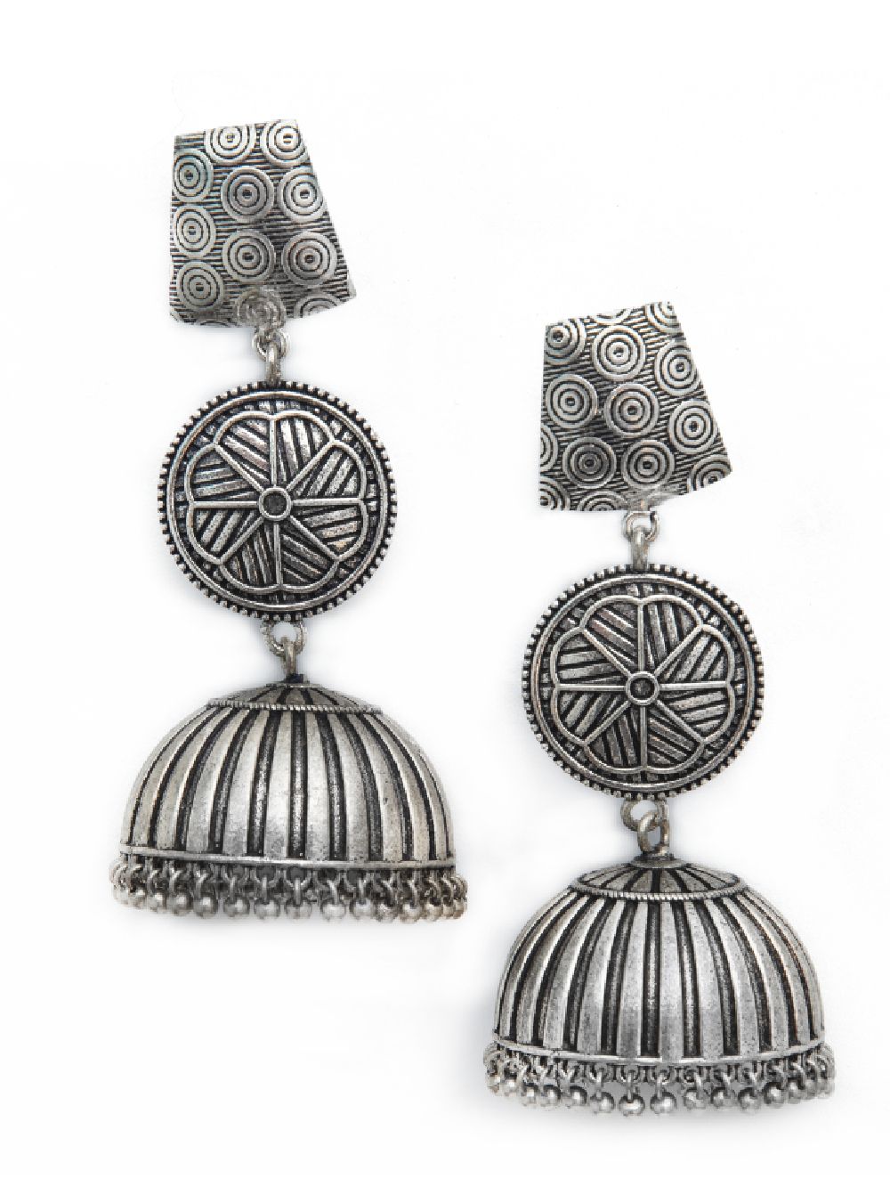 Handcrafted Silver Tone Brass Jhumka