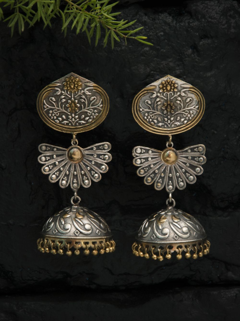 Handcrafted Dual Tone Brass long Jhumka