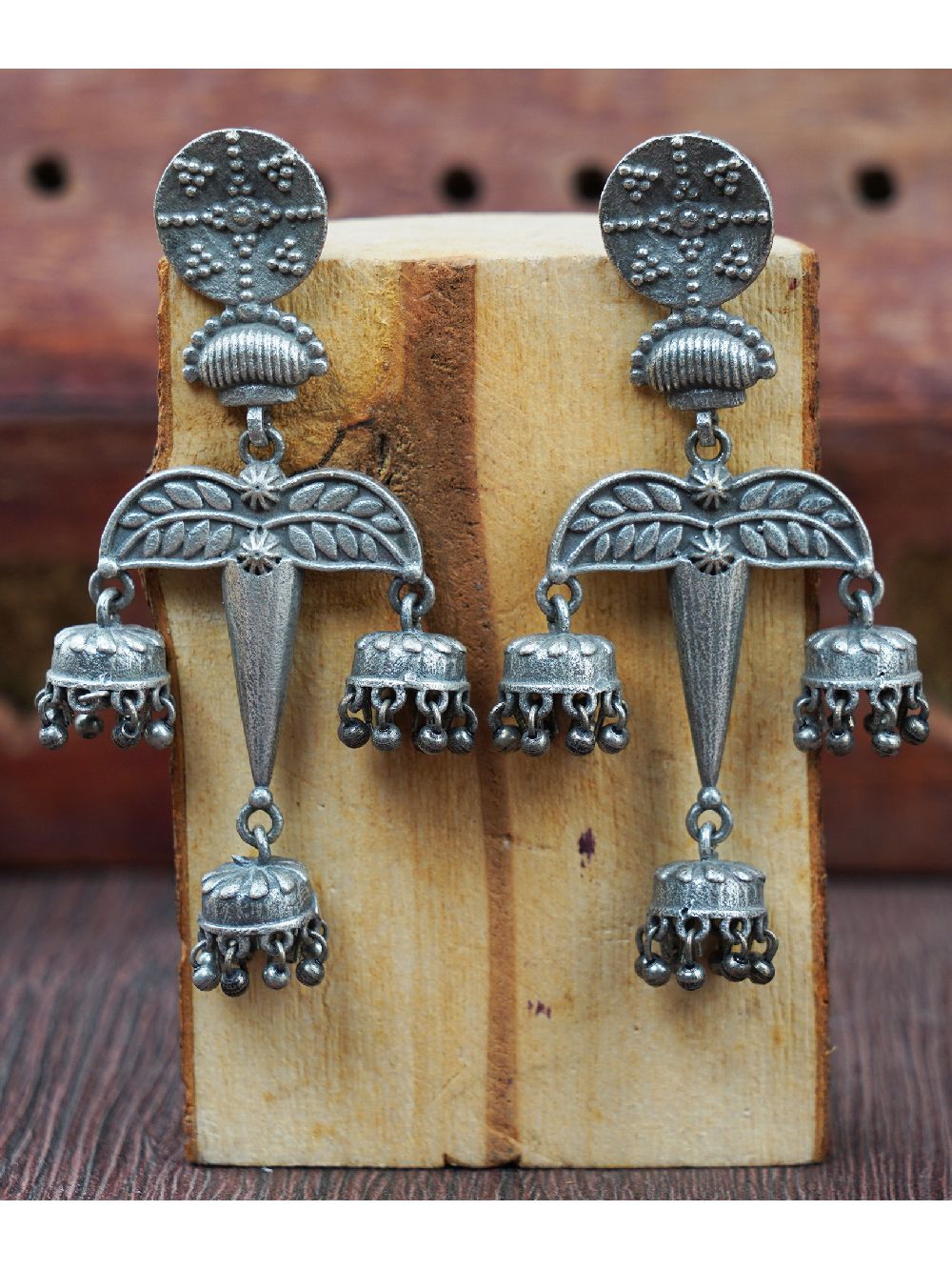 Tribal Silver Tone Brass Jhumka