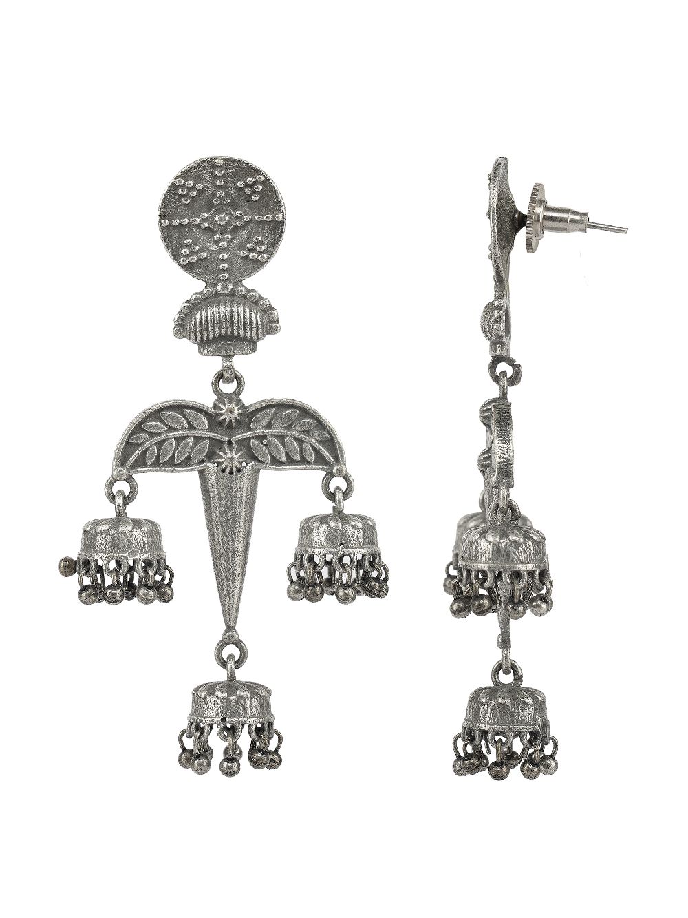 Tribal Silver Tone Brass Jhumka