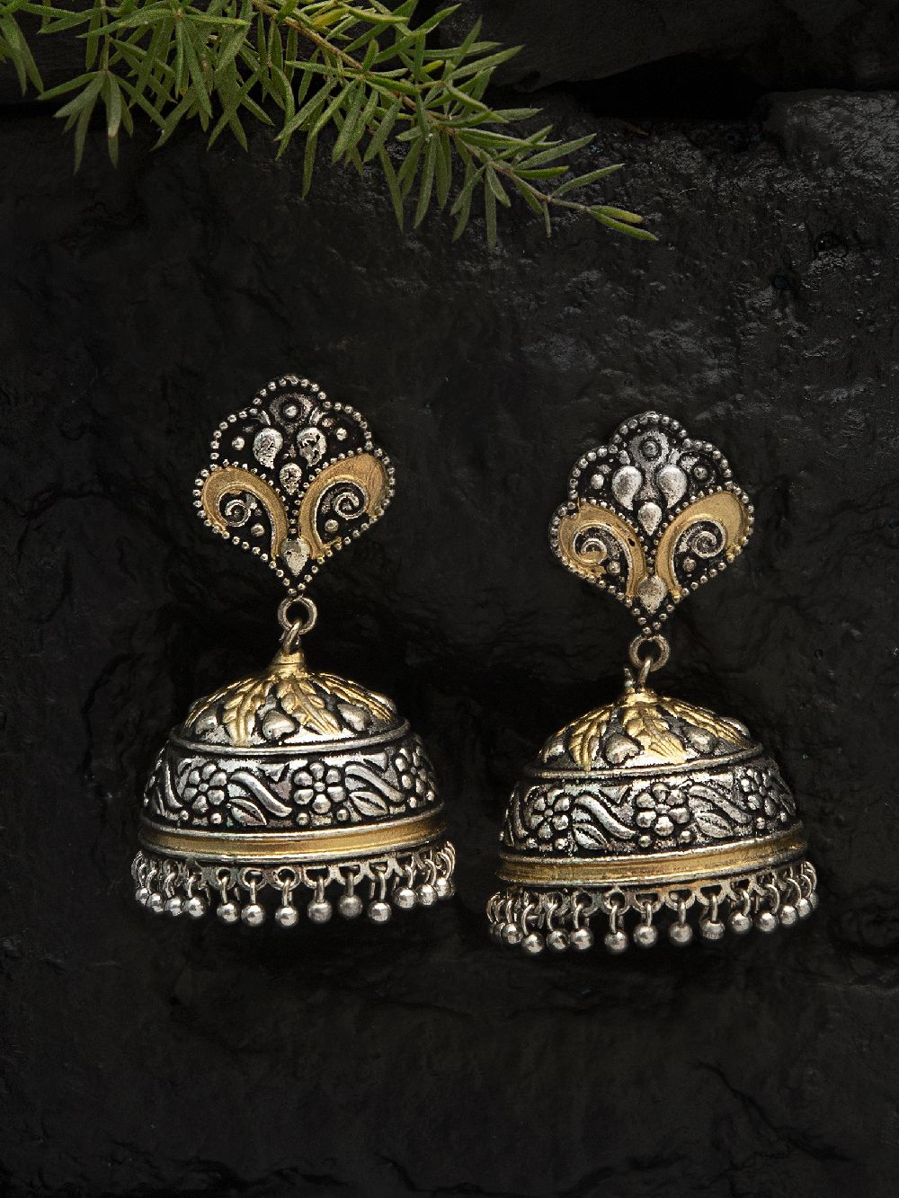 Handcrafted Dual Tone Brass Jhumka