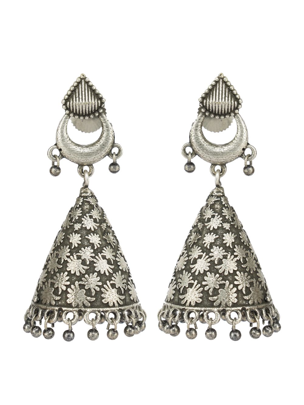 Tribal Silver Tone Brass Jhumka