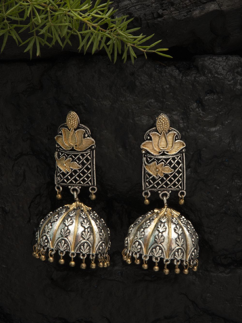 Handcrafted Dual Tone Brass Jhumka