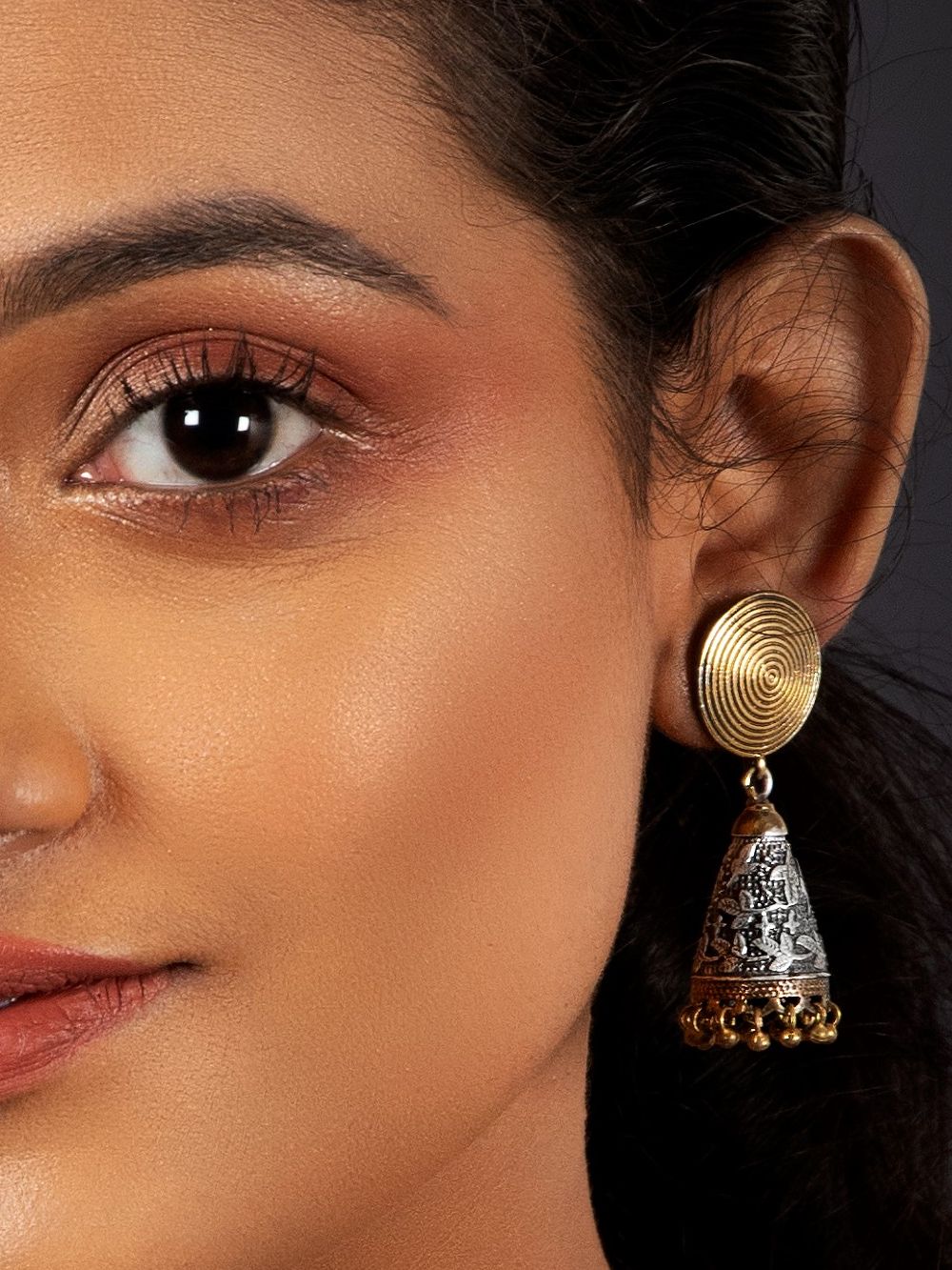 Handcrafted Dual Tone Brass Jhumka