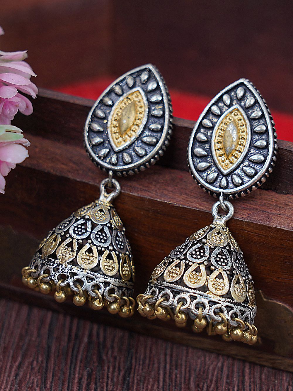 Handcrafted  Gold Tone Brass Jhumka