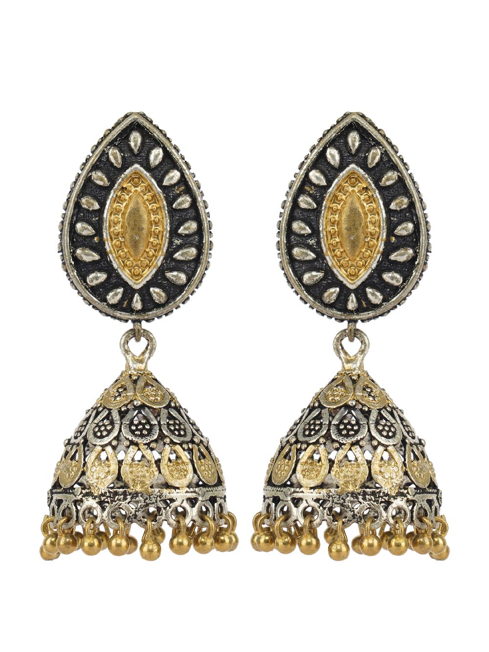 Handcrafted  Gold Tone Brass Jhumka