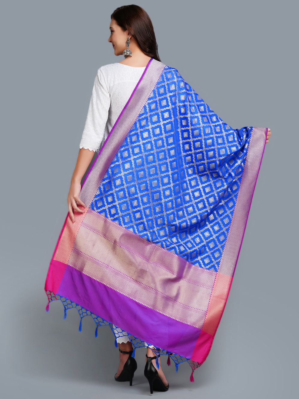 Blue Art Silk Banarasi Dupatta