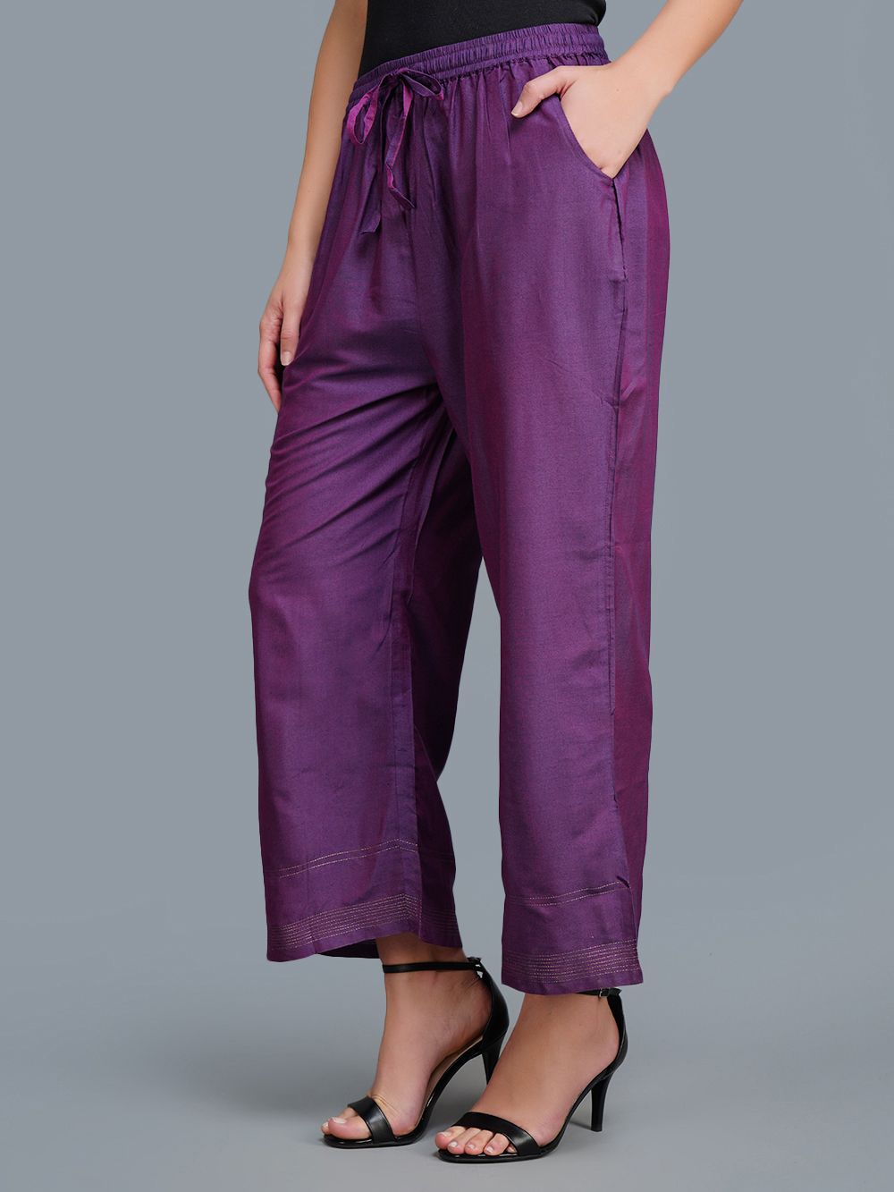 Purple Elasticated Waist Palazzo