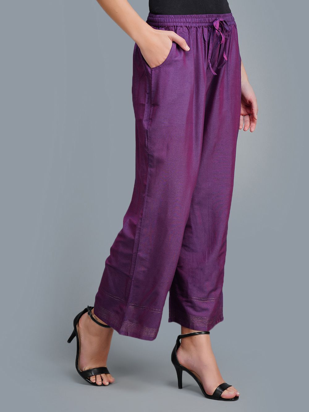 Purple Elasticated Waist Palazzo