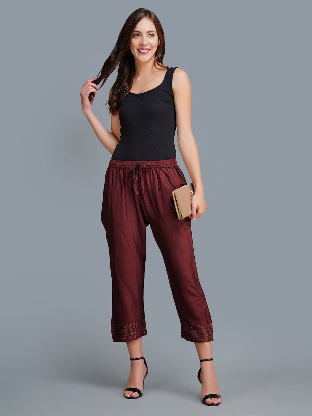 Maroon Elasticated Waist Pants