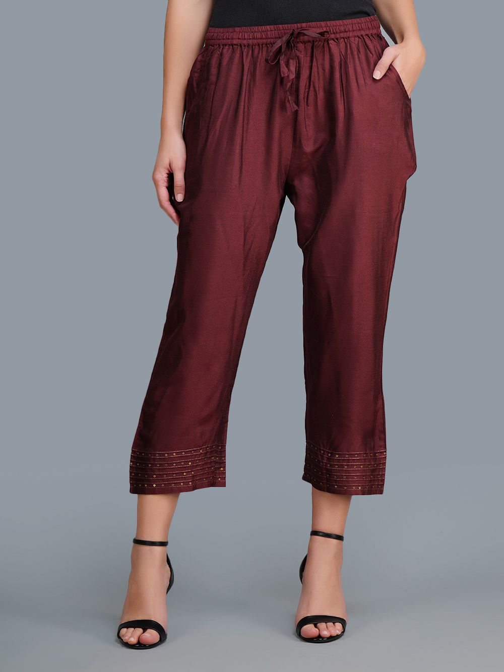 Maroon Elasticated Waist Pants