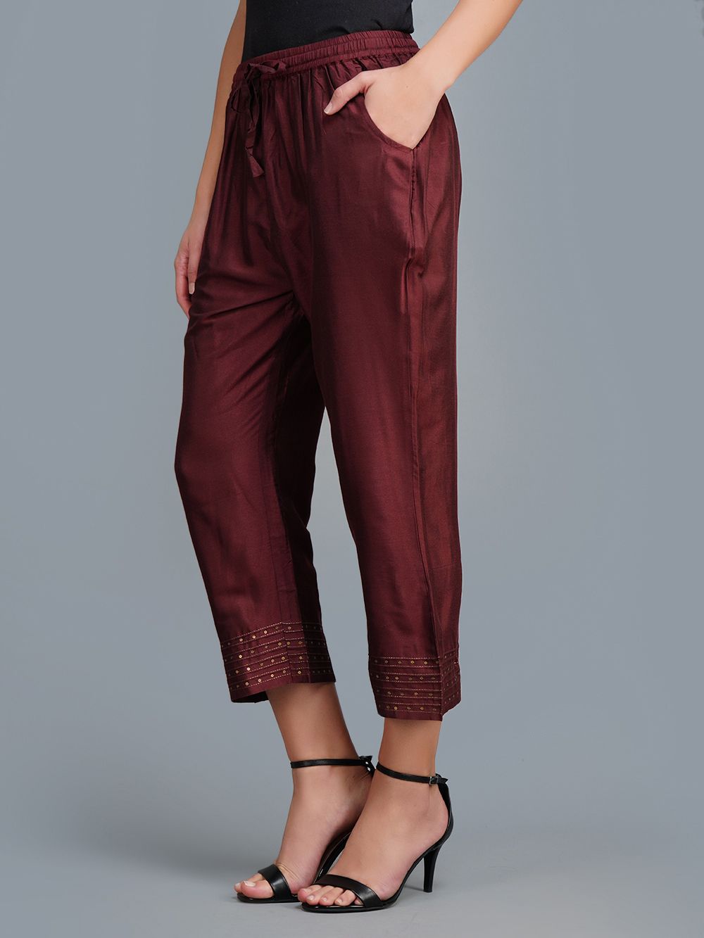 Maroon Elasticated Waist Pants