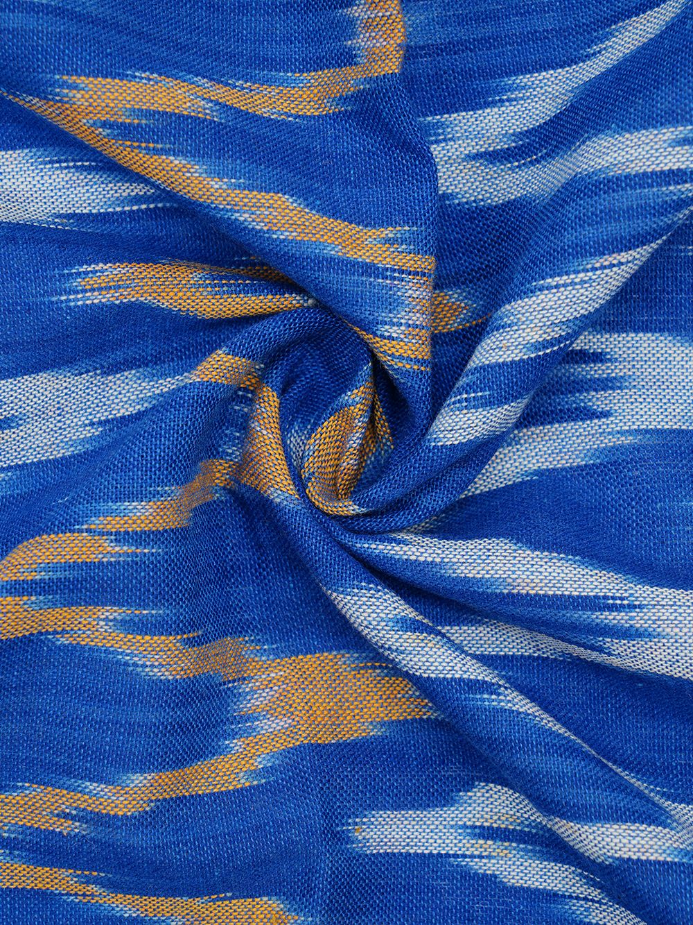 Blue -Tan Ikat mercerised  Cotton Fabric with Dupatta  (Set Of 2)