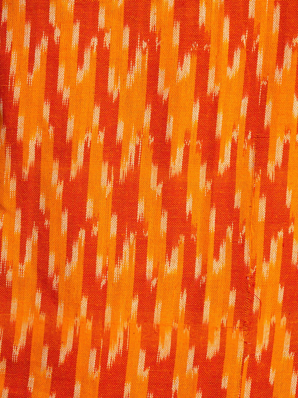 Orange -Blue Ikat mercerised  Cotton Fabric with Dupatta  (Set Of 3)