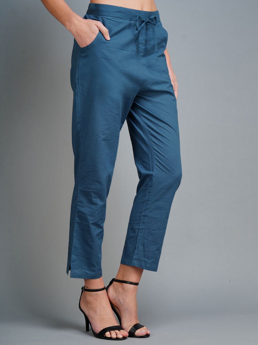 Blue Cotton  Casual pants 