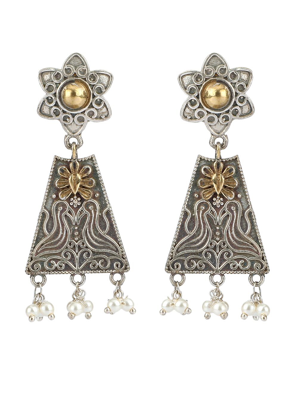 DUAL TONE HANDCRAFTED BRASS EARRINGS