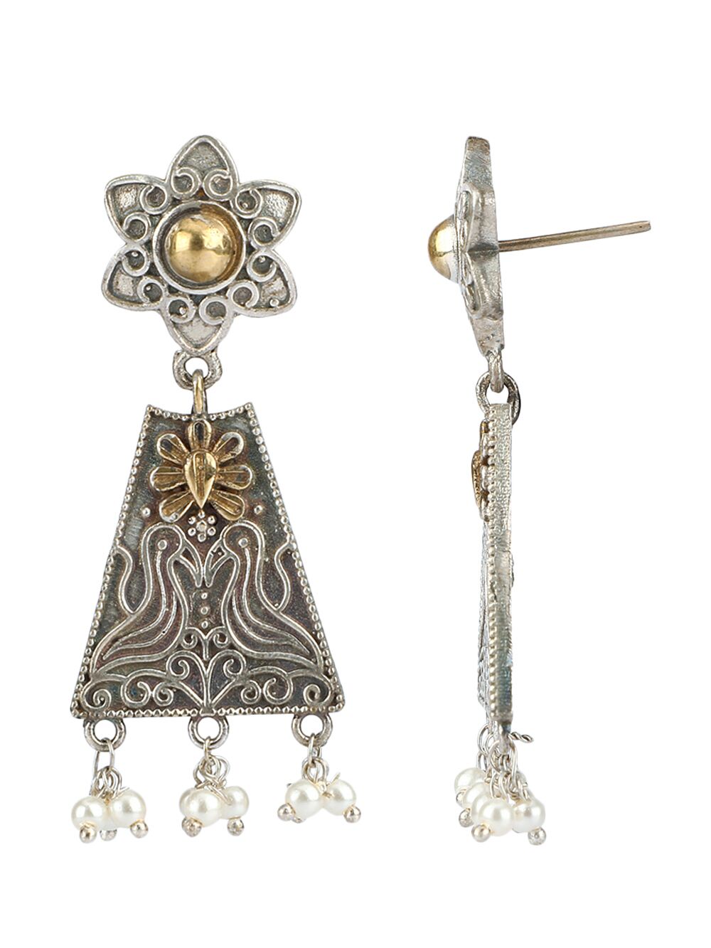 DUAL TONE HANDCRAFTED BRASS EARRINGS
