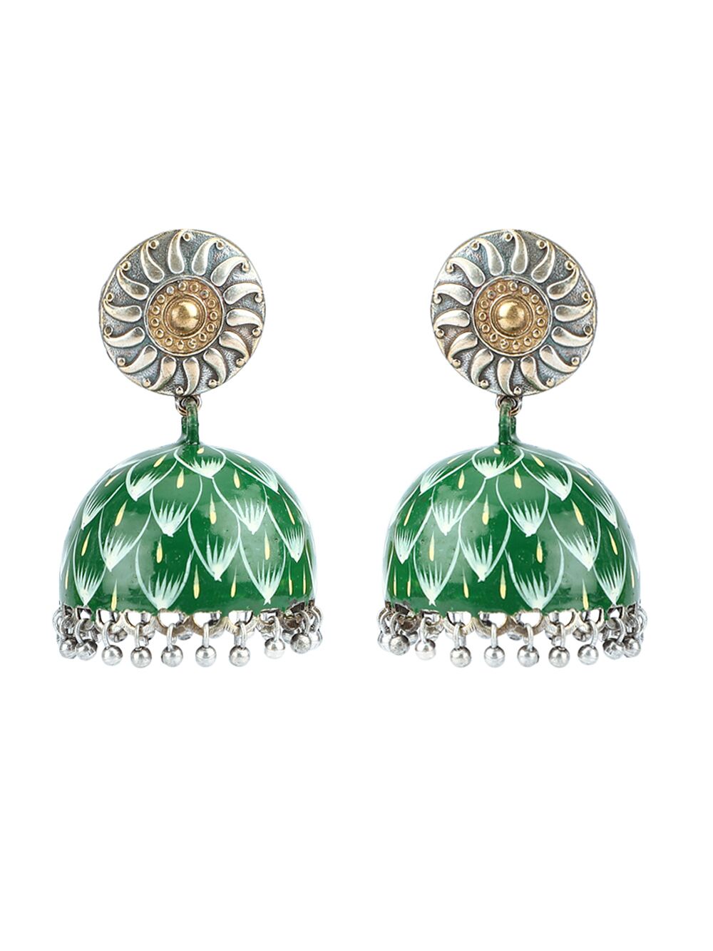 DUAL TONE BRASS HANDCRAFTED ENAMEL JHUMKA