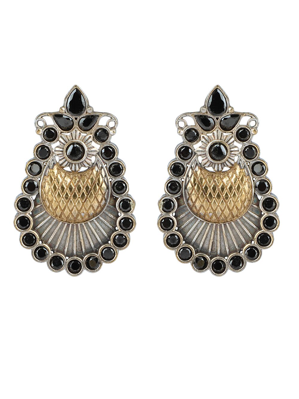 DUAL TONE BRASS HANDCRAFTED STUD EARRINGS