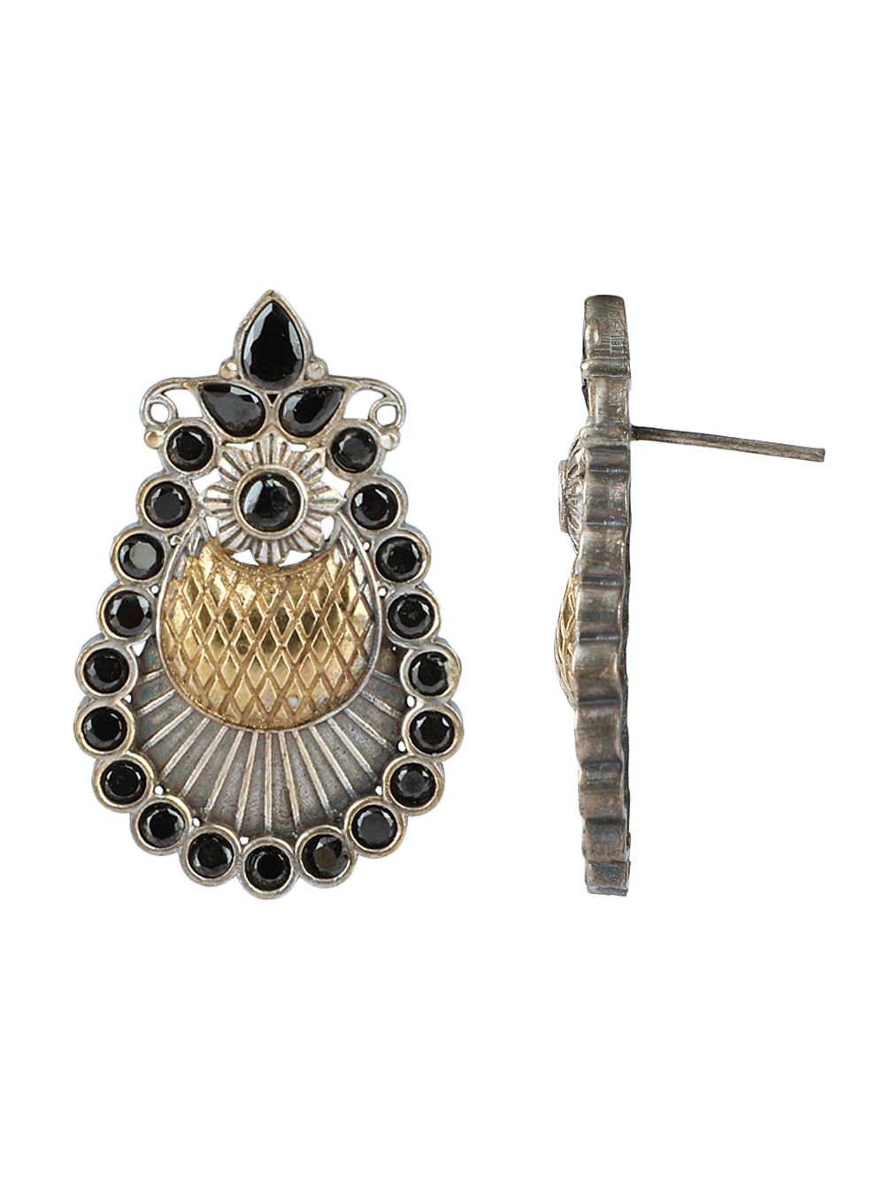 DUAL TONE BRASS HANDCRAFTED STUD EARRINGS
