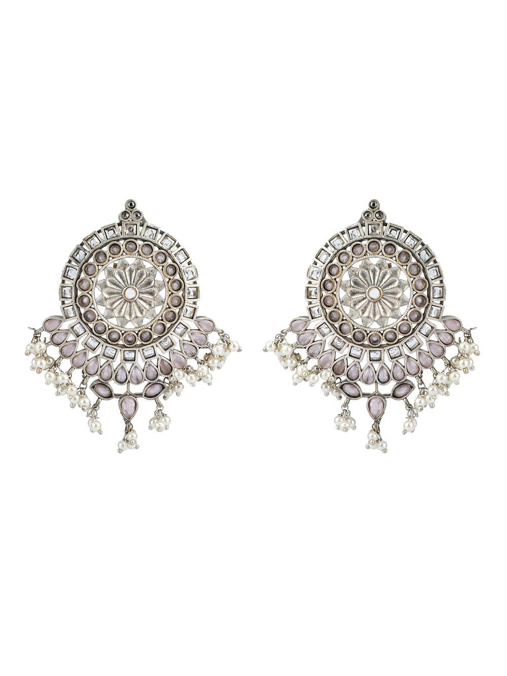 PINK SILVER TONE HANDCRAFTED STUD EARRING